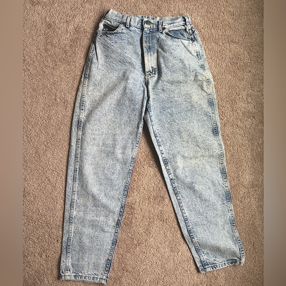 Lee 80's Vintage Union Made Acid Wash High Waisted Tapered Leg Mom Jeans 10